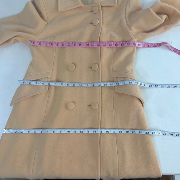 Vintage Beige Tan Double Breasted Kfashion Neutral Trench Maxi Coat Sz L - Picture 6 of 10